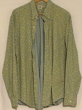 J.Crew Men’s Ditsy Floral Button-Up Shirt Long Sleeve Green/Yellow Top
